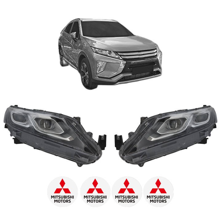 Set Faruri Stanga Dreapta Fata MITSUBISHI ECLIPSE CROSS (GK_, GL_) din 2017-2021, Auto, DEPO, 4x Stickere auto cu MITSUBISHI