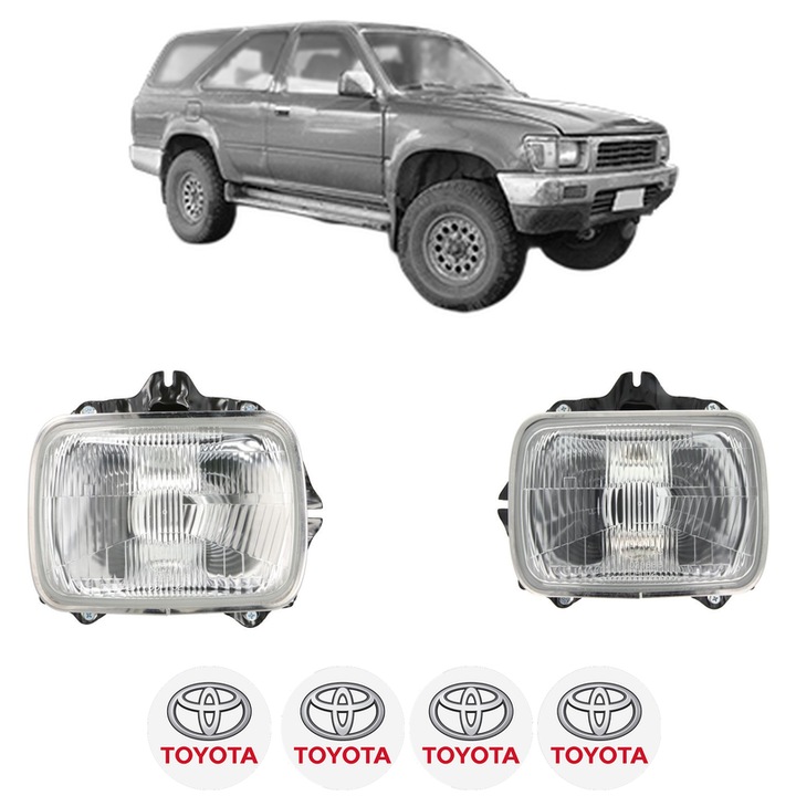 Set Faruri Stanga Dreapta Fata TOYOTA HILUX V Pickup (_N8_, _N9_, _N10_, _N11_) din 1988-1998, Auto, DEPO, 4x Stickere auto cu TOYOTA