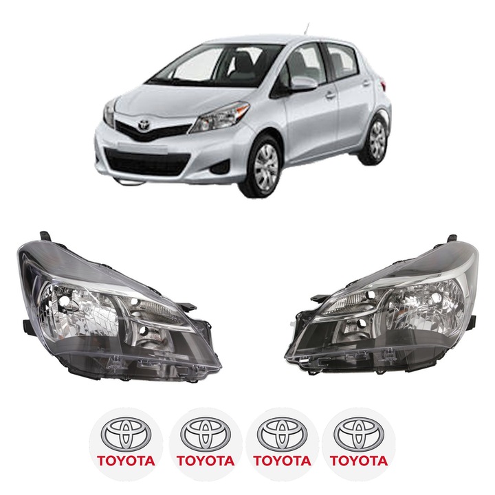Set Faruri Stanga Dreapta Fata TOYOTA YARIS Hatchback Van (_P13_) din 2012-2020, Auto, DEPO, 4x Stickere auto cu TOYOTA