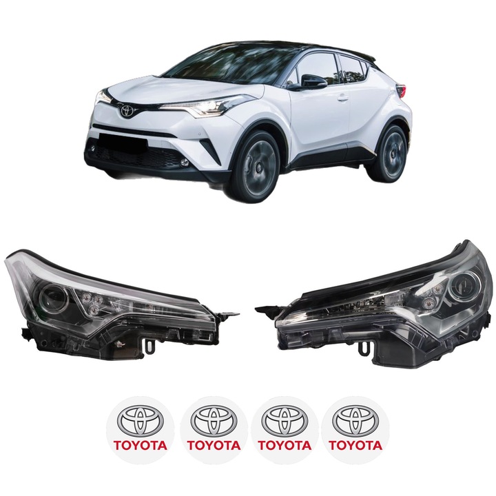 Set Faruri Stanga Dreapta Fata TOYOTA C-HR (_X1_) din 2016-2019, Auto, DEPO, 4x Stickere auto cu TOYOTA