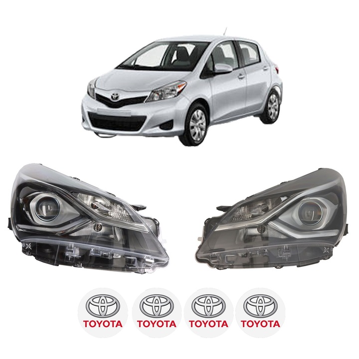 Set Faruri Stanga Dreapta Fata TOYOTA YARIS Hatchback Van (_P13_) din 2012-2020, Auto, DEPO, 4x Stickere auto cu TOYOTA