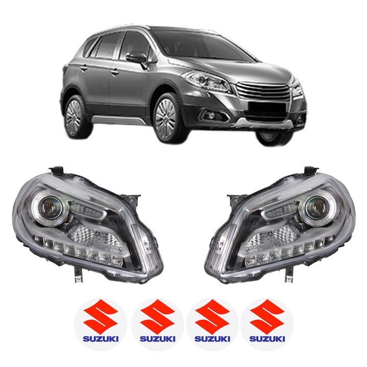 Set Faruri Stanga Dreapta Fata SUZUKI SX4 S-CROSS (JY) din 2013-2022, Auto, DEPO, 4x Stickere auto cu SUZUKI