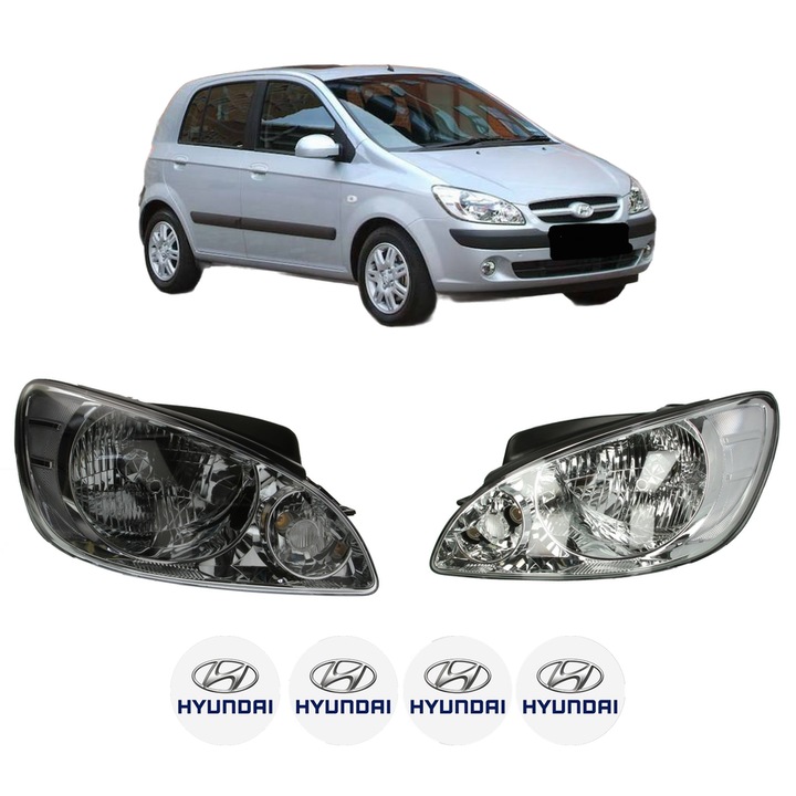 Set Faruri Stanga Dreapta Fata HYUNDAI GETZ (TB) din 2002-2010, Auto, DEPO, 4x Stickere auto cu HYUNDAI