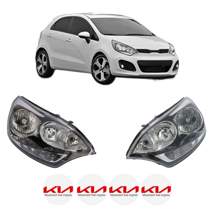 Set Faruri Stanga Dreapta Fata KIA RIO III (UB) din 2011-2017, Auto, DEPO, 4x Stickere auto cu KIA