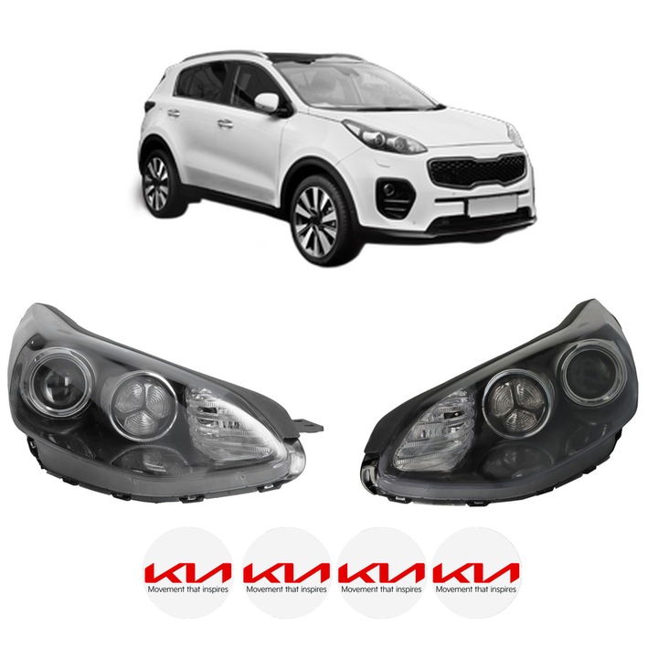 Set Faruri Stanga Dreapta Fata KIA SPORTAGE IV (QL, QLE) din 2015-2022, Auto, DEPO, 4x Stickere auto cu KIA