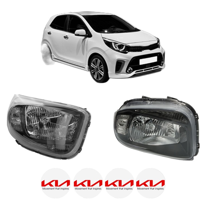 Set Faruri Stanga Dreapta Fata KIA PICANTO III (JA) din 2017-2018, Auto, DEPO, 4x Stickere auto cu KIA