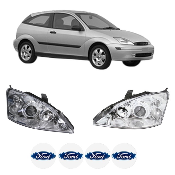 Set Faruri Stanga Dreapta Fata FORD FOCUS I (DAW, DBW) din 1998-2007, Auto, DEPO, 4x Stickere auto cu FORD