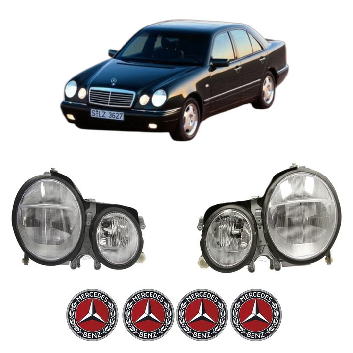 Set Faruri Stanga Dreapta Fata MERCEDES-BENZ E-CLASS (W210) din 1995-2002, Auto, DEPO, 4x Stickere auto cu MERCEDES-BENZ