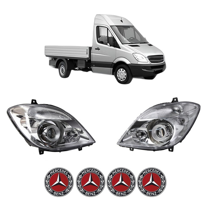 Set Faruri Stanga Dreapta Fata MERCEDES-BENZ SPRINTER 5-t Platform/Chassis (B906) din 2006-2018, Auto, DEPO, 4x Stickere auto cu MERCEDES-BENZ