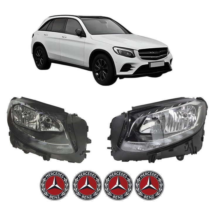 Set Faruri Stanga Dreapta Fata MERCEDES-BENZ GLC (X253) din 2015-2022, Auto, DEPO, 4x Stickere auto cu MERCEDES-BENZ