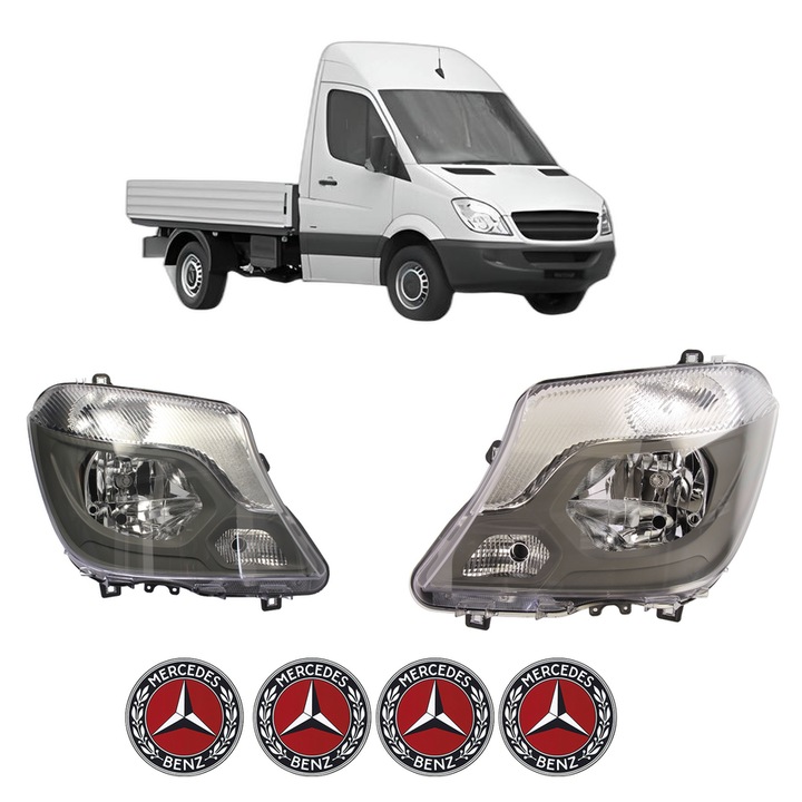 Set Faruri Stanga Dreapta Fata MERCEDES-BENZ SPRINTER 3, 5-t Platform/Chassis (B906) din 2006-2018, Auto, DEPO, 4x Stickere auto cu MERCEDES-BENZ