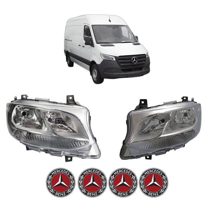 Set Faruri Stanga Dreapta Fata MERCEDES-BENZ SPRINTER 5-t Van (B907) din 2018-2021, Auto, DEPO, 4x Stickere auto cu MERCEDES-BENZ