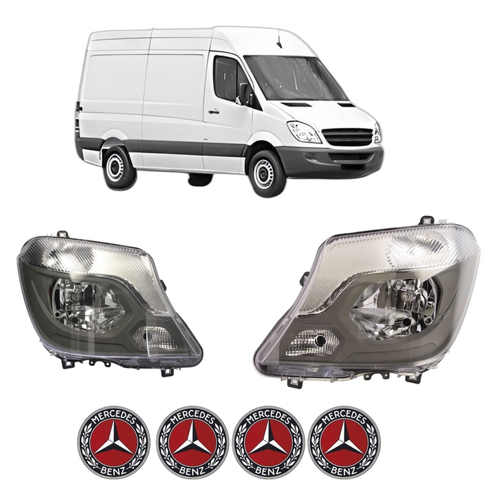 Set Faruri Stanga Dreapta Fata MERCEDES-BENZ SPRINTER 3, 5-t Van (B906) din 2006-2018, Auto, DEPO, 4x Stickere auto cu MERCEDES-BENZ