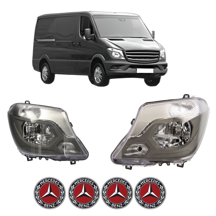 Set Faruri Stanga Dreapta Fata MERCEDES-BENZ SPRINTER 4, 6-t Van (B906) din 2006-2018, Auto, DEPO, 4x Stickere auto cu MERCEDES-BENZ