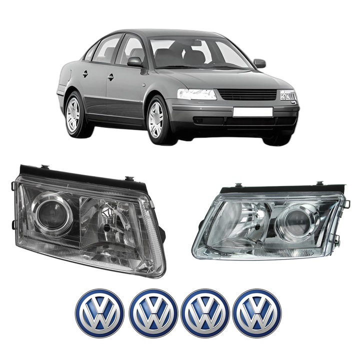 Set Faruri Stanga Dreapta Fata Volkswagen PASSAT B5 (3B2) din 1996-2000, Auto, DEPO, 4x Stickere auto cu Volkswagen