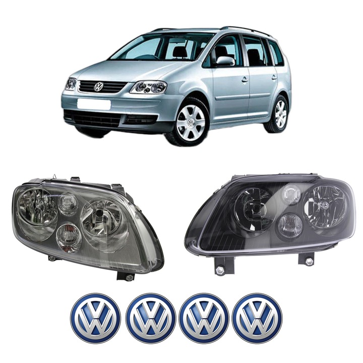 Set Faruri Stanga Dreapta Fata Volkswagen TOURAN (1T1, 1T2) din 2003-2010, Auto, DEPO, 4x Stickere auto cu Volkswagen