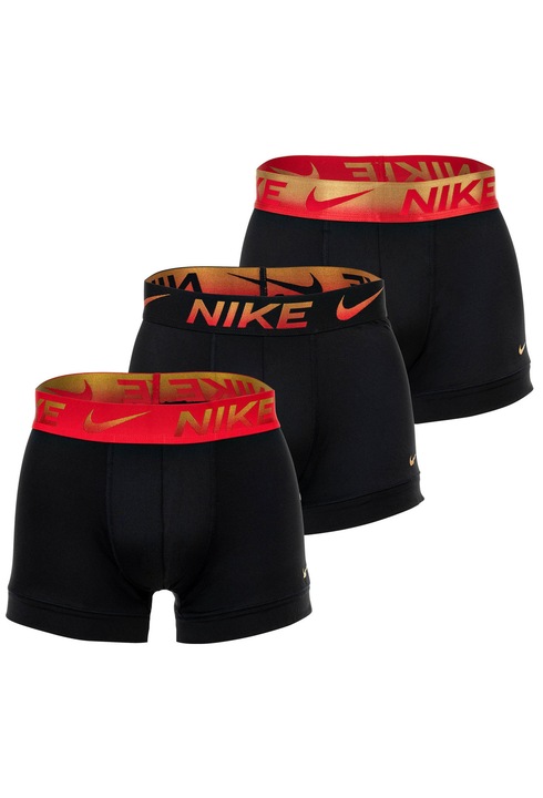 Nike, Set de boxeri cu tehnologie Dri-Fit - 3 perechi, Rosu/Auriu/Negru