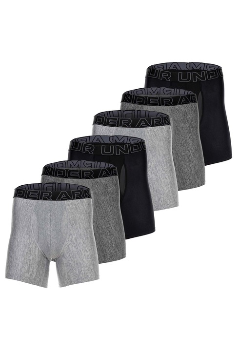 Under Armour, Set de boxeri cu logo - 6 piese, Negru, Gri, 5XL