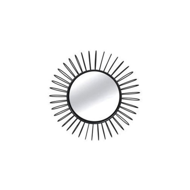 Oglinda rotunda Euro-Home, neagra, 101x11cm, cadru din otel vopsit, design industrial