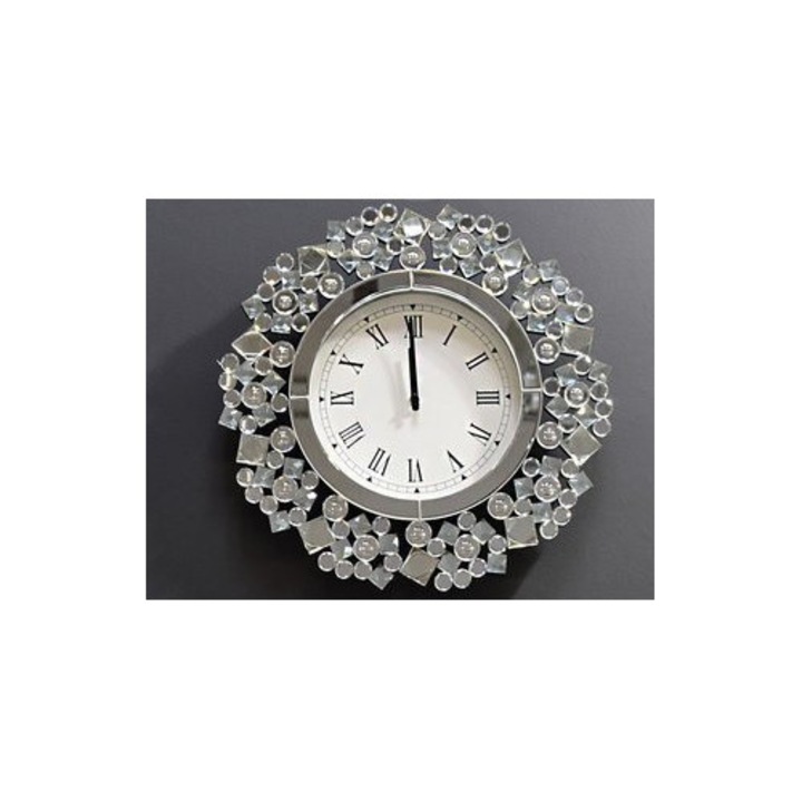 Ceas decorativ Euro-Home, model Lustrzany azurowy, 54x54 cm