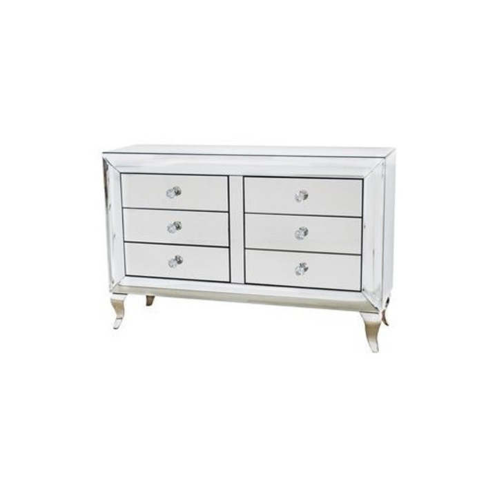 Comoda Euro-Home, lustrata, cu manere din cristal, 120x40x80 cm