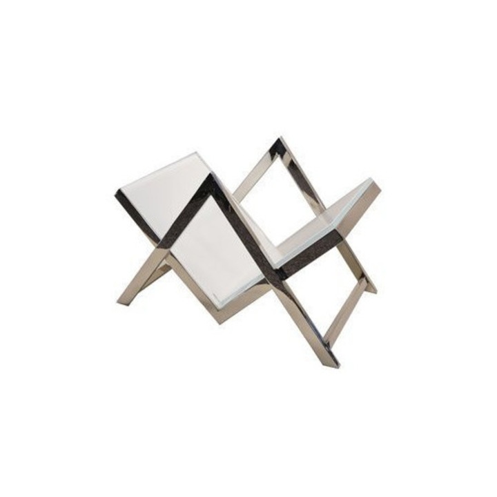Suport pentru reviste, Euro-Home, sticla alba, inox, 60x35x40 cm