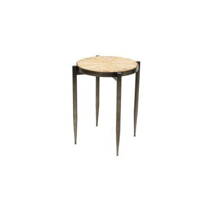 Mese set, Euro-Home, masa de cafea rotunda, cu blat din lemn, cupru, 39x55cm