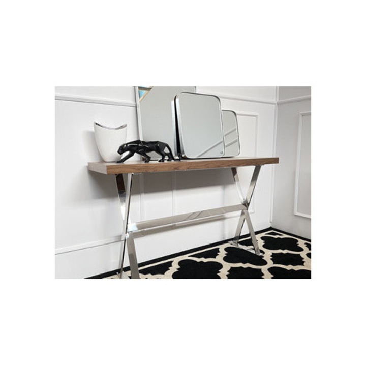 Consola din lemn, Euro-Home, 140x40x80 cm, picioare incrucisate