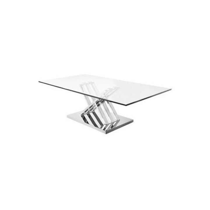 Mese de cafea, Euro-Home, design sticla, otel inoxidabil, 130x70x38 cm