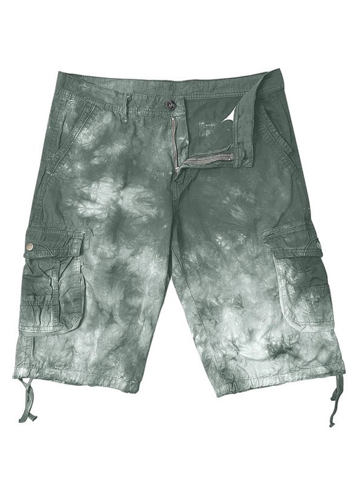 Pantaloni scurti de vara pentru barbati, din twill cu mai multe buzunare verde, Verde