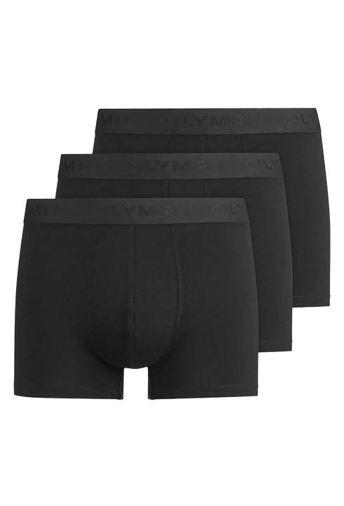 Olymp, Set de boxeri cu banda logo in talie - 3 perechi, Negru