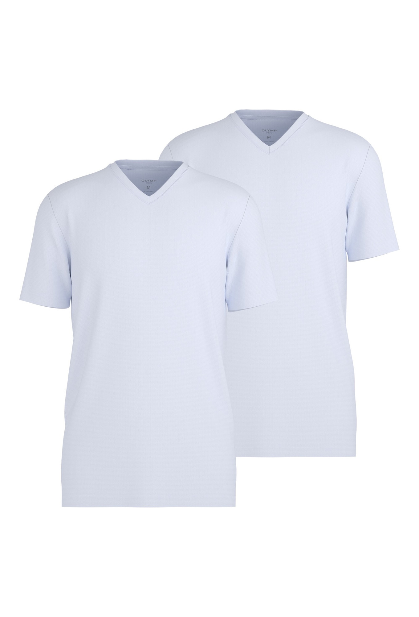 Olymp, Set de tricouri cu decolteu in V si model uni - 2 piese, Alb, S