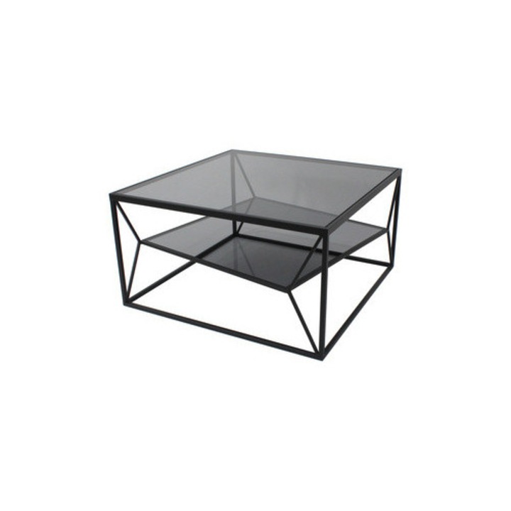 Mese de cafea, Euro-Home, sticla grafit, 70x38cm, cu suport suplimentar