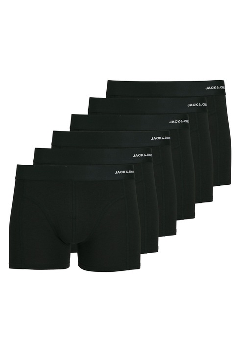 Jack & Jones, Set de boxeri cu banda elastica in talie - 6 perechi, Negru