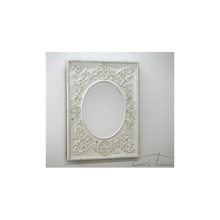 Oglinda Euro-Home, stil provence, 52x67 cm, rama alba din masa plastica