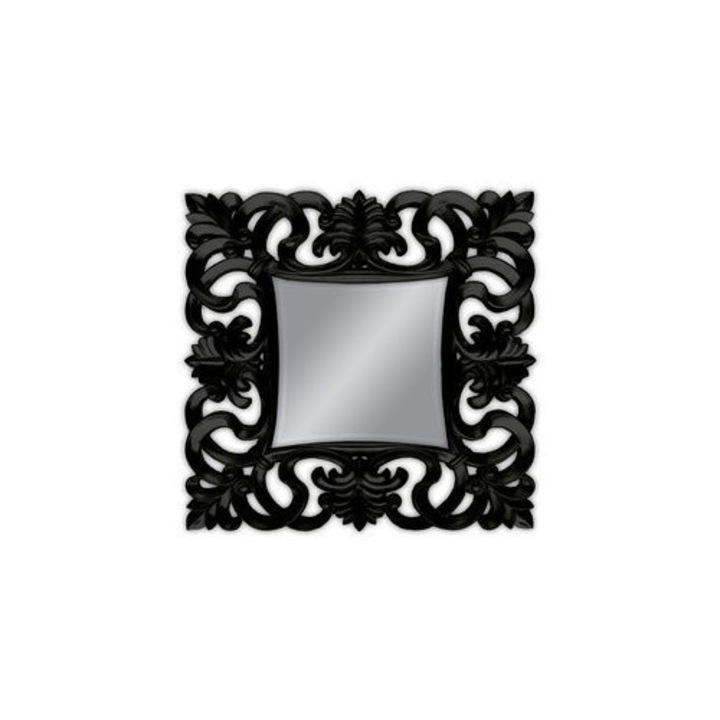 Oglinda Euro-Home, baroca, rama neagra, 46x46cm