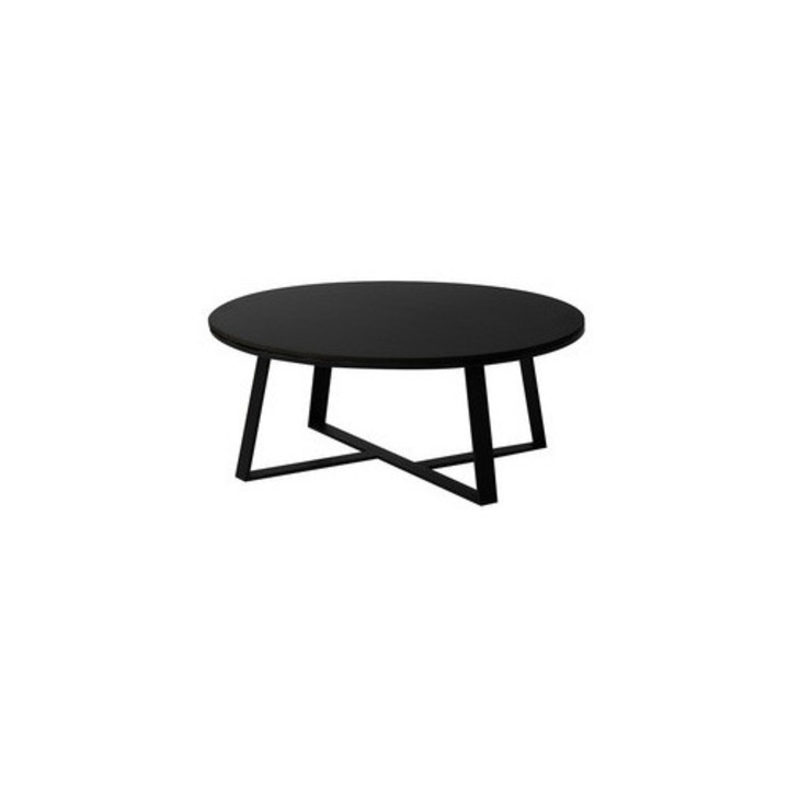 Mese, Euro-Home, masa de cafea rotunda, blat marmura, 90x36cm, negru mat