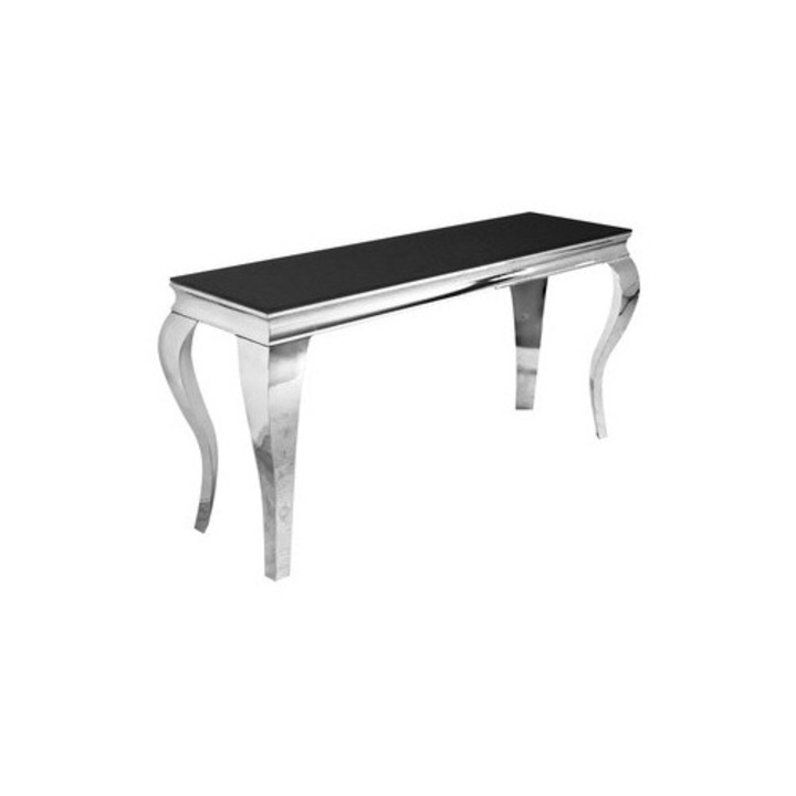 Consola Euro-Home, blat din sticla neagra, 160x40x75 cm