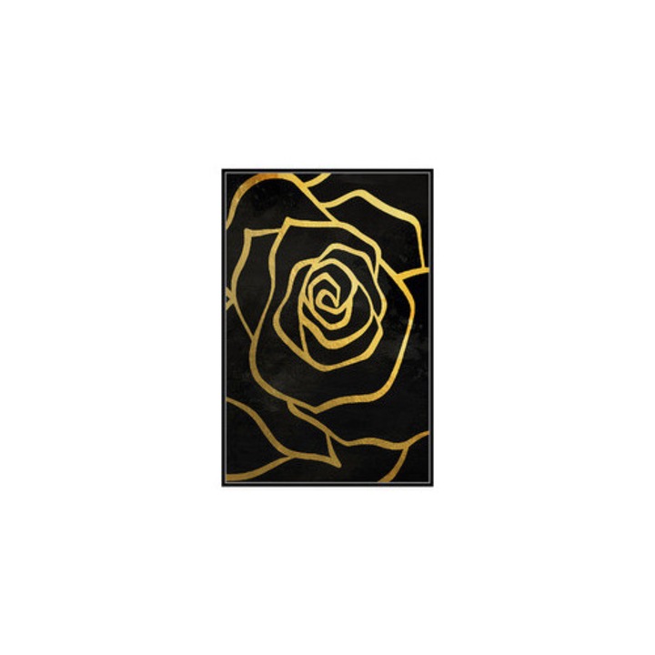 Tablou Euro-Home flori aurii 82,6x122,6cm, rama neagra tip american box