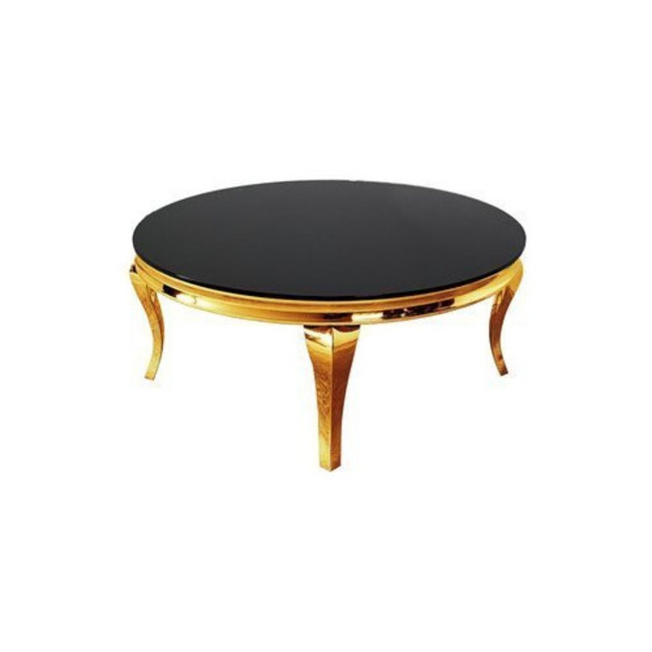 Mese rotunda aurie cu sticla neagra, Euro-Home, 100x40cm