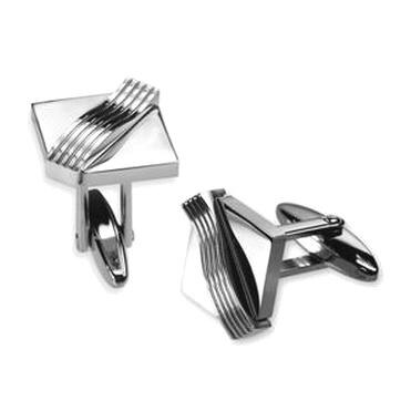 Butoni camasa eleganti din otel inox lucios cu valuri - BeSpecial Negru