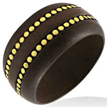 Bratara fantezie lata din lemn cu tinte rodunde - BeSpecial 2375, 27, Auriu Bratara fantezie lata din lemn cu tinte rodunde - BeSpecial 2375, 27, Auriu