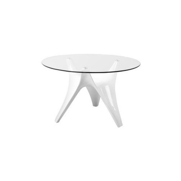 Masa rotunda din sticla, Euro-Home, 120x75 cm, baza alba