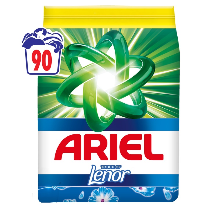 Detergent de rufe pudra Ariel Touch of Lenor 5,85 kg, 90 spalari