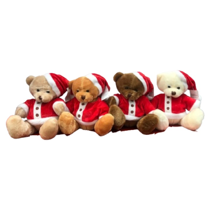 Set 4 jucari dib plus, ursulet deghizat in MOS CRACIUN, culoare multicolor