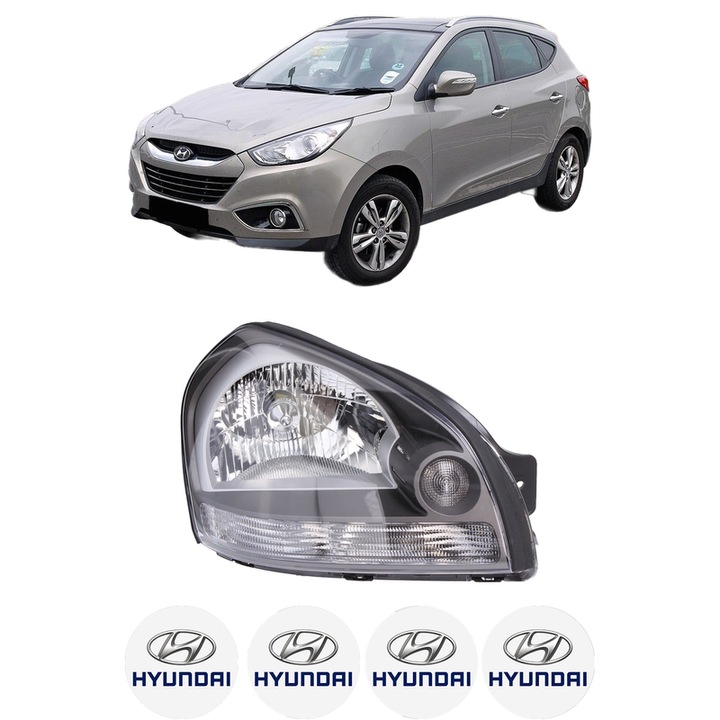 Far Dreapta Fata HYUNDAI ix35 (LM, EL, ELH) din 2009-2015, Auto, DEPO, 4x Stickere auto cu HYUNDAI