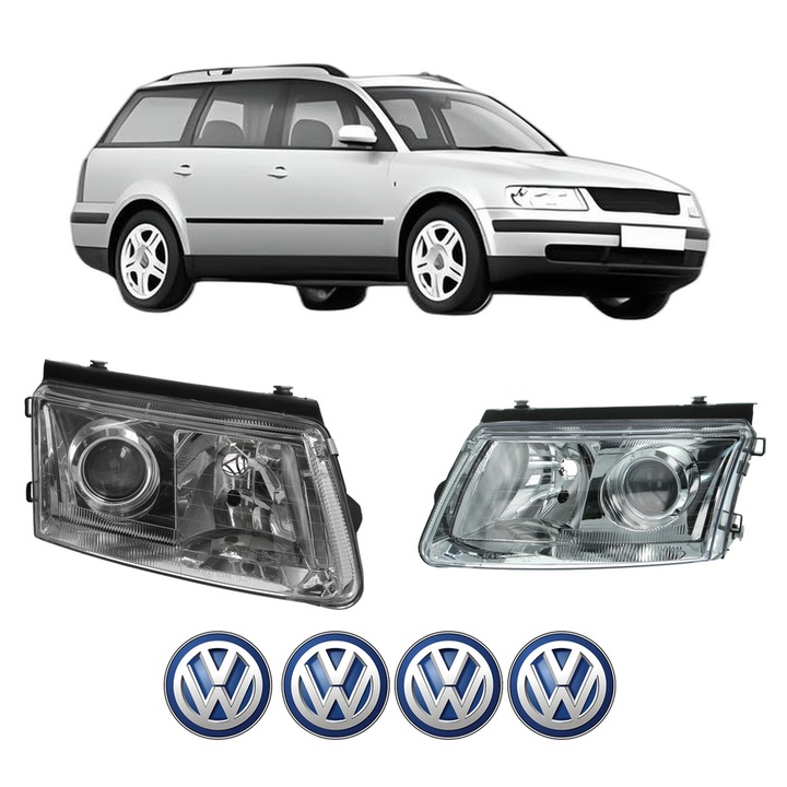 Set Faruri Stanga Dreapta Fata Volkswagen PASSAT B5 Variant (3B5) din 1997-2000, Auto, DEPO, 4x Stickere auto cu Volkswagen