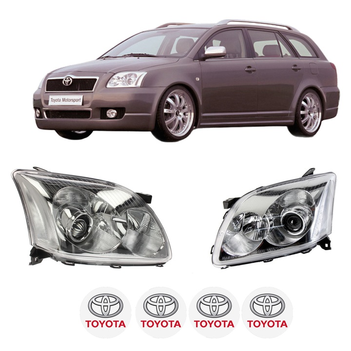 Set Faruri Stanga Dreapta Fata TOYOTA AVENSIS Estate (_T25_) din 2003-2008, Auto, DEPO, 4x Stickere auto cu TOYOTA