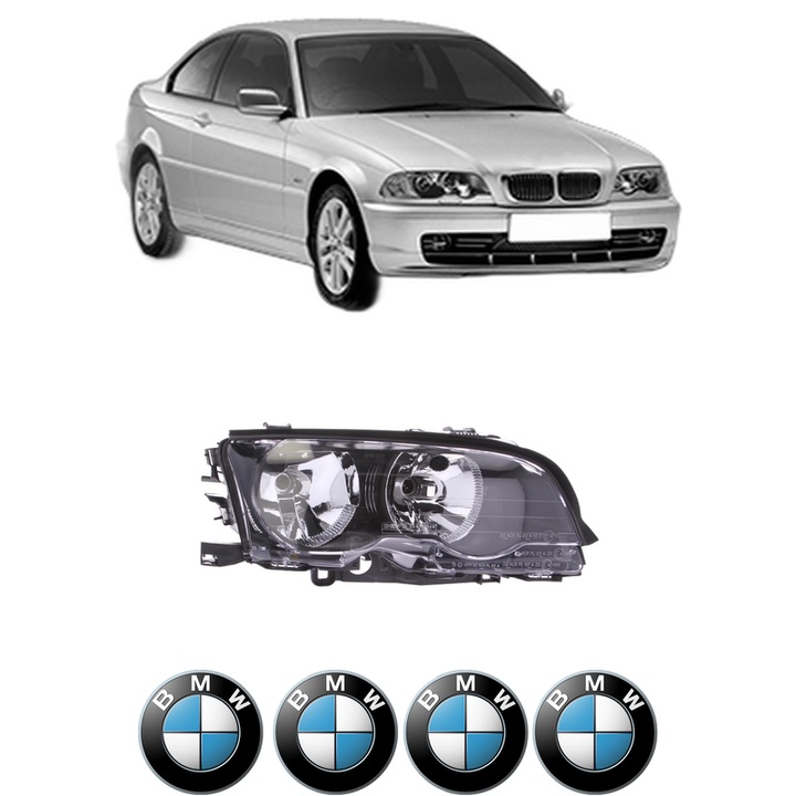 Far Dreapta Fata Bmw Seria 3 (E46) din 1997-2005, Auto, DEPO, 4x Stickere auto cu BMW