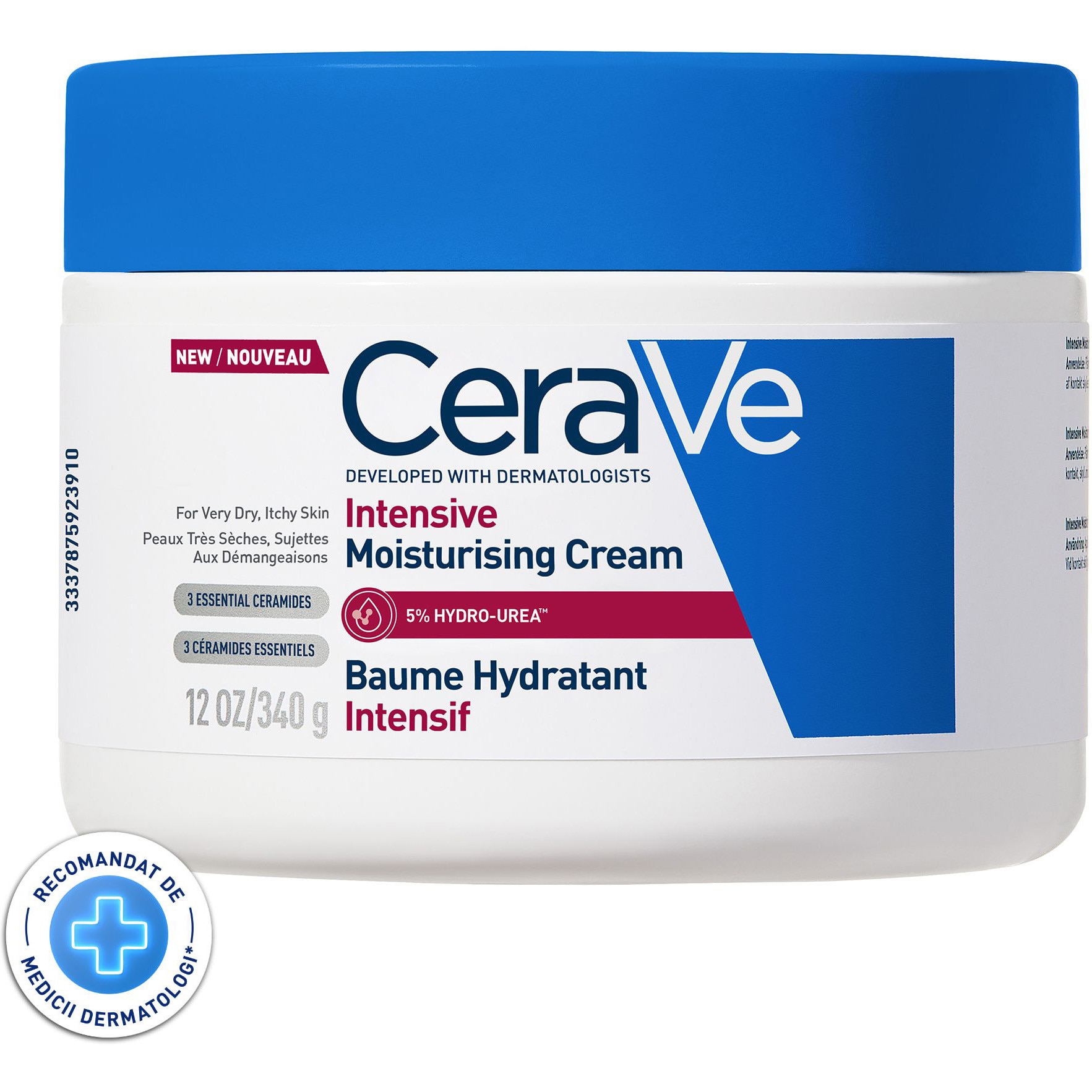 Crema CeraVe Intens Hidratanta cu 5% Hydro-Uree pentru Piele Foarte Uscata, 340 gr